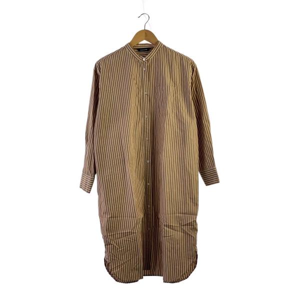 OURHOME◆シャツワンピース/FREE/コットン/BEG/ストライプ/T0-020