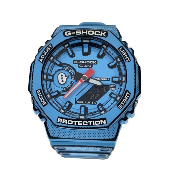 CASIO◆腕時計/デジアナ/ラバー/BLU/BLU/GA-2100MNG-2AJR/MANGA THEMEシリーズ