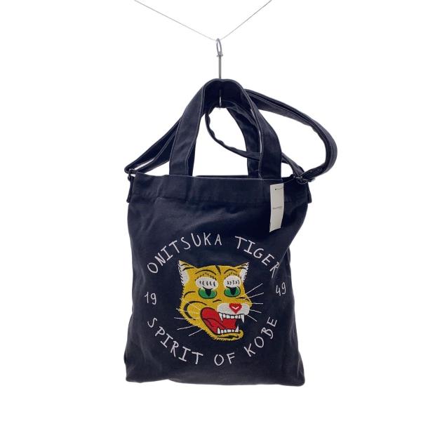 【ONITSUKA TIGER 】トートバッグ　虎刺繍　キャンパス Onitsuka Tiger◇虎刺繍/ショルダーバッグ/キャンバス/BLK/ : セカンド
