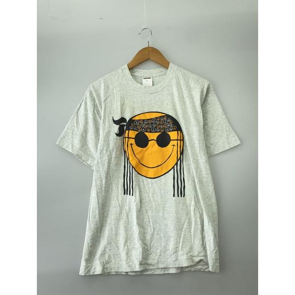 FRUIT OF THE LOOM◆90s/SMILEY FACE/Tシャツ/L/コットン/WHT//