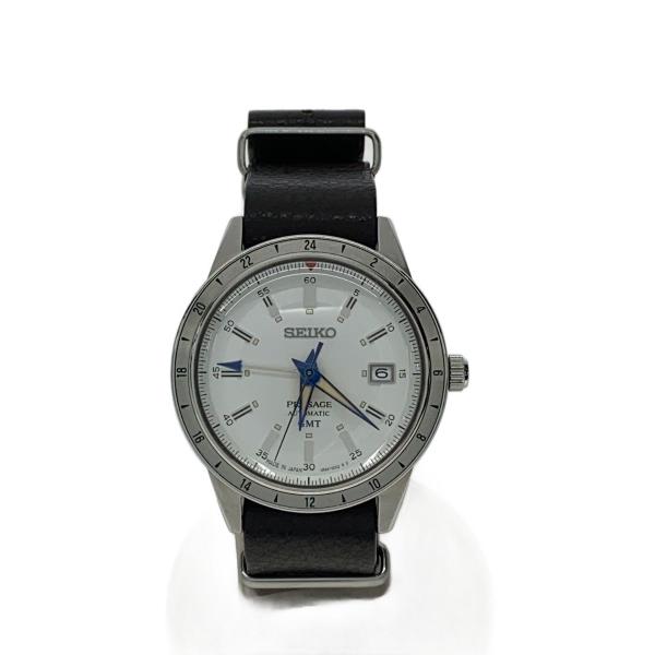 SEIKO◇自動巻腕時計/アナログ/レザー/WHT/BRW/4R34-00E0/PRESAGE