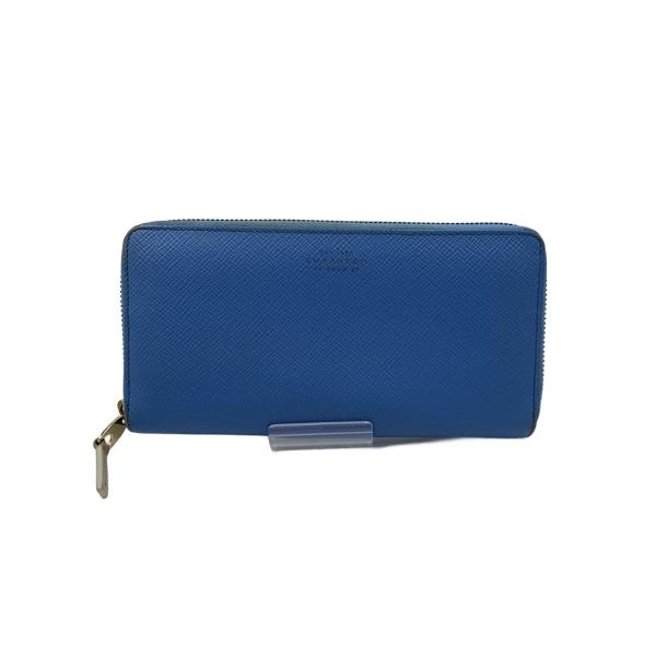 SMYTHSON◆長財布/レザー/ブルー/無地/レディース