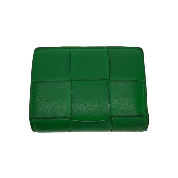 BOTTEGA VENETA◇2つ折り財布/レザー/グリーン/レディース