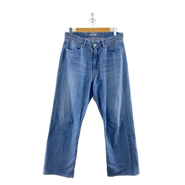 AURALEE◇SELVEDGE FADED LIGHT DENIM PANTS/5/コットン/IDG/無地