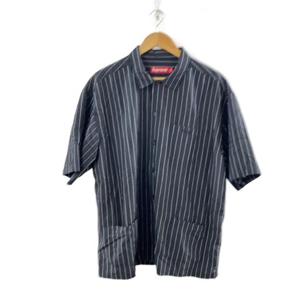 Supreme◇半袖シャツ/XL/レーヨン/BLK/ストライプ// : セカンド