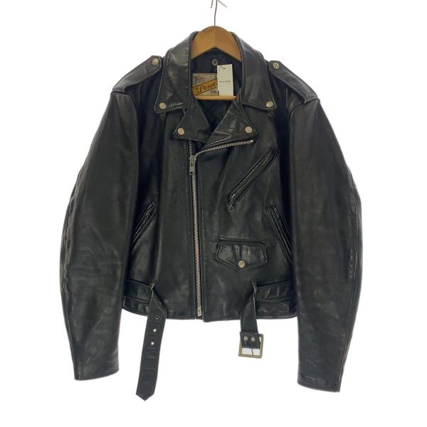 Schott◇ダブルライダースジャケット/38/レザー/BLK : セカンド