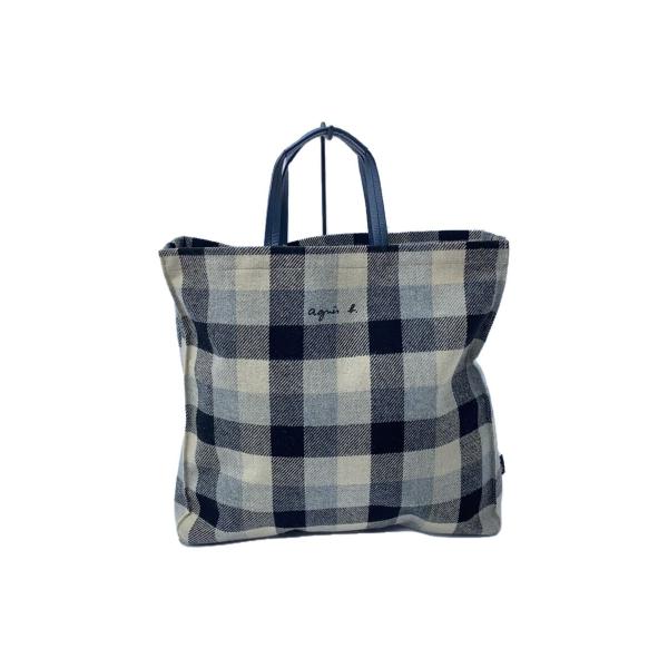 ☆廃盤 未使用品☆ agnes b. アニエスベー チェック柄 トートバッグ agnes b.◇トートバッグ/ウール/BLK/チェック/RAX04-01