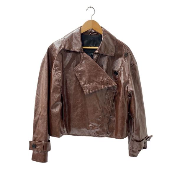 ZARA◇SHINY JACKET/ダブルライダースジャケット/S/フェイクレザー