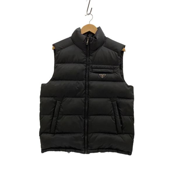 正規品★PRADA トライアングルロゴ ダウンベスト SGJ191【52】 PRADA◇トライアングルロゴ/ダウンベスト/52/三角ロゴ/BLK/SGJ191 R132