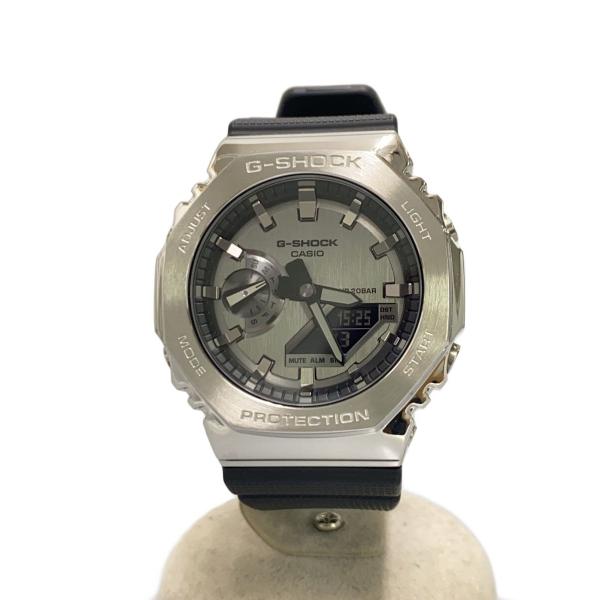 CASIO◇クォーツ腕時計_G-SHOCK/デジアナ/ラバー/SLV/BLK : セカンド