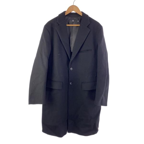 UNIQLO+J◇チェスターコート/XL/ウール/BLK/無地/311-445768
