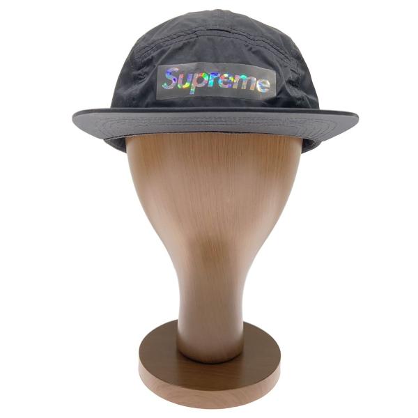 Supreme◇19SS Holographic Logo Camp Cap/ナイロン/BLK/メンズ