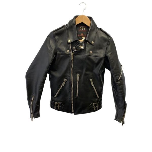 666 Leather Wear◇ダブルライダースジャケット/--/レザー/BLK