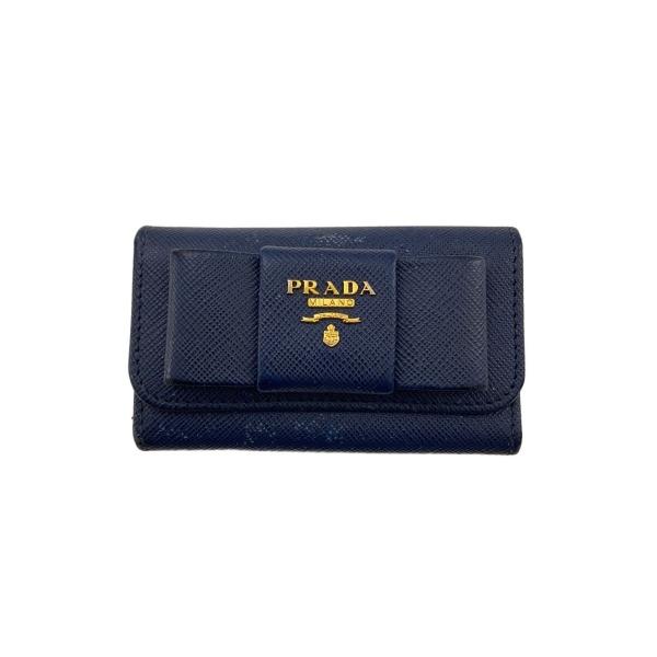 PRADA◇プラダ/キーケース/PVC/ネイビー/無地/レディース : セカンド