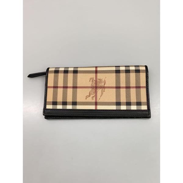 BURBERRY◇長財布/レザー/キャメル/レディース/ノバチェック