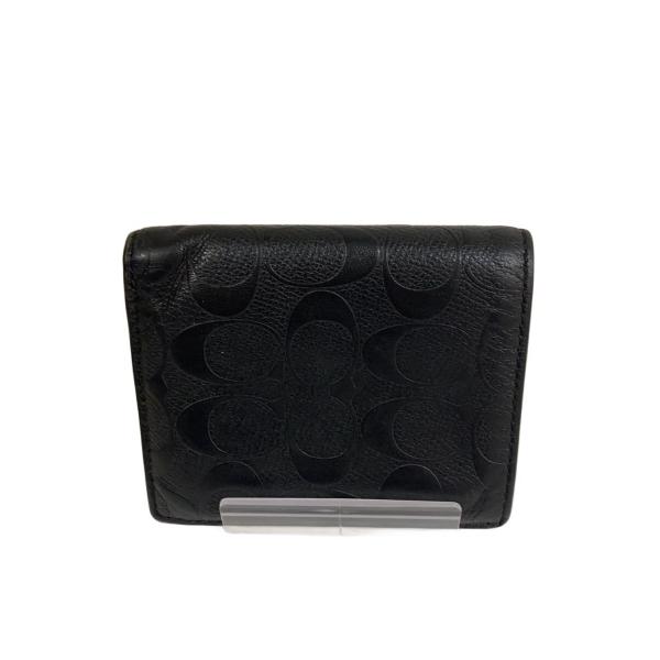 COACH コーチ 二つ折り財布 シグネチャー レザー　F11970 COACH◇2つ折り財布/レザー/BLK/メンズ/F11970 : セカンドストリート