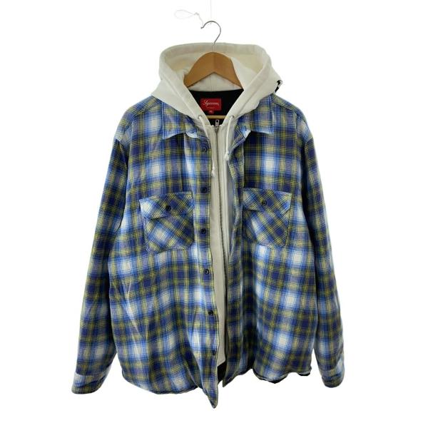 Supreme◇ジップパーカー/XL/BLU/チェック/21AW/Hooded Flannel Zip Up