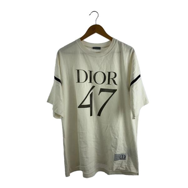 Dior HOMME◇24SS/47ロゴTシャツ/L/コットン/WHT/無地 Dior HOMME◇24SS/47ロゴTシャツ/L/コットン/WHT/無地