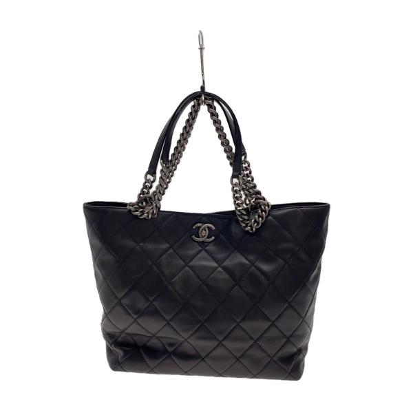 CHANEL◇マトラッセ2WAYチェーントートバッグ/カーフブラック/レザー