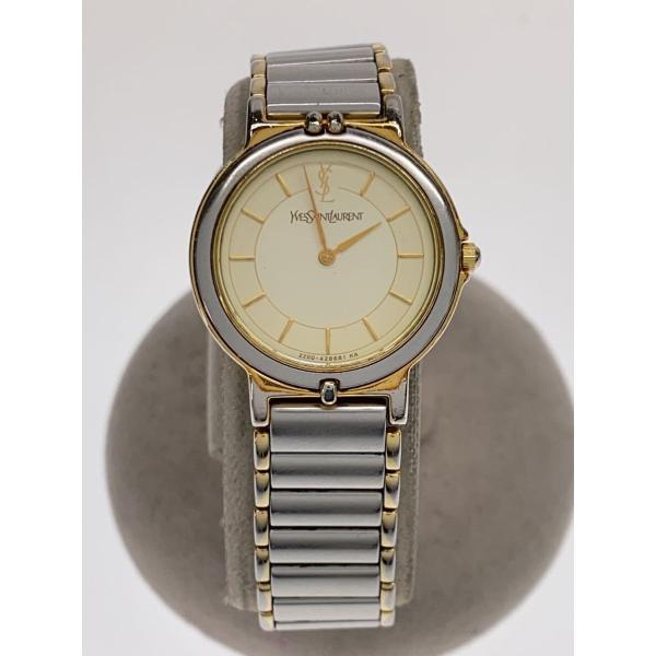 YVES SAINT LAURENT◇クォーツ腕時計/アナログ/ステンレス/BEG/SLV/SS