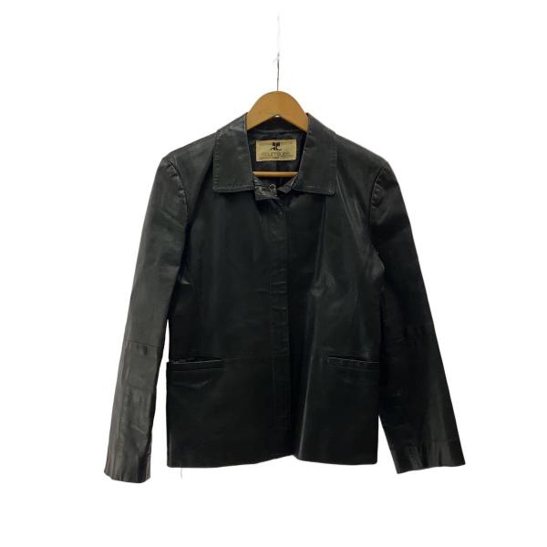 Courreges◇レザージャケット・ブルゾン/--/豚革/BLK : セカンド