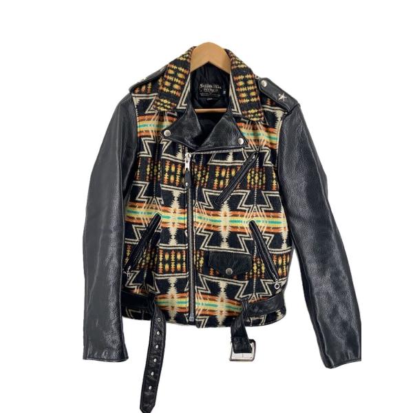 Schott◇ダブルライダースジャケット/36/レザー/BLK/ネイティブ/7456