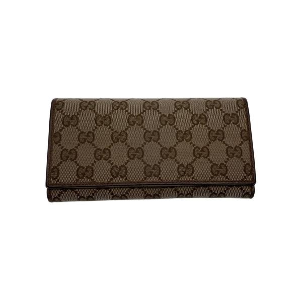GUCCI◇角スレ/長財布_GGキャンバス/キャンバス/BRW/レディース