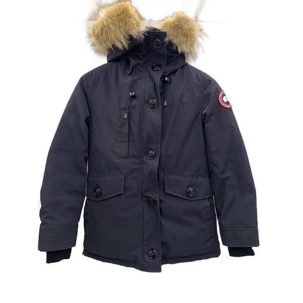 週末セール❗️美品マンシングウェア ダウンジャケット ２WAY Mハンガリーグース CANADA GOOSE◇ダウンジャケット/S/ポリエステル/NVY/2300JL/CHARLOTTE