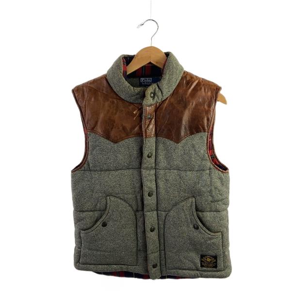 RRL中綿ベスト M RRL デニム レザー 中綿 ダウンベスト M ポロ ラルフローレン