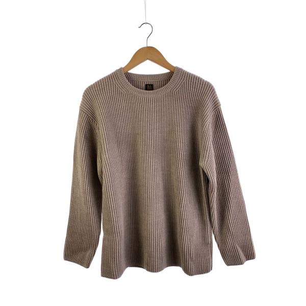 BATONER◇SOLID WOOL RIB CREW NECK/セーター(厚手)/2/ウール/BEG/BN