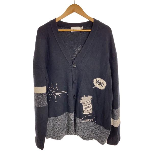 COACH◇カーディガン(薄手)/L/ウール/BLK/総柄/CAA79 : セカンド