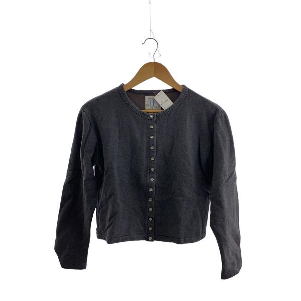 美品　アニエス・ベー　ブラック ボタン付き クロップドカーディガン agnes b.◇スナップコットンカーディガン/1/コットン/グレー