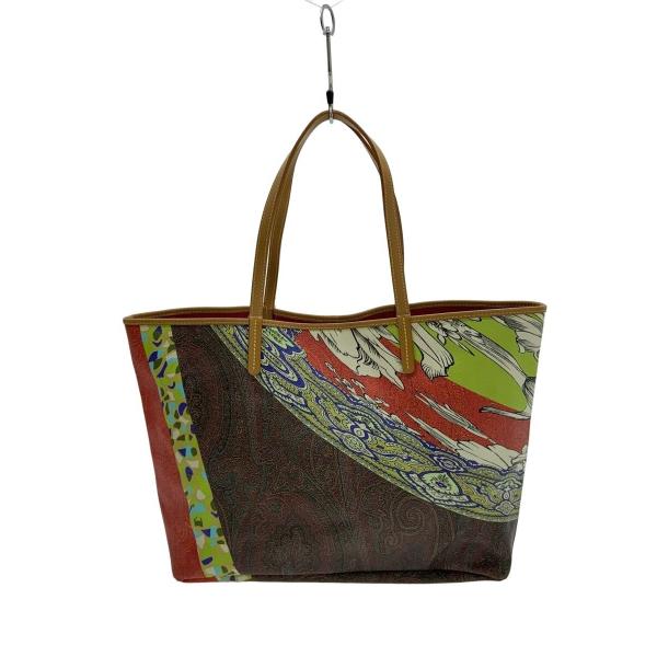 ETRO◇ペイズリー トートバッグ/レザー/ブラウン/総柄/1B374