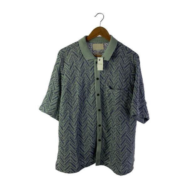 YOKE◇HERRINGBONE MESH SHIRT/半袖シャツ/2/コットン/ブルー