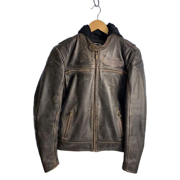 HARLEY DAVIDSON◇シングルライダースジャケット/--/レザー/BRW/無地