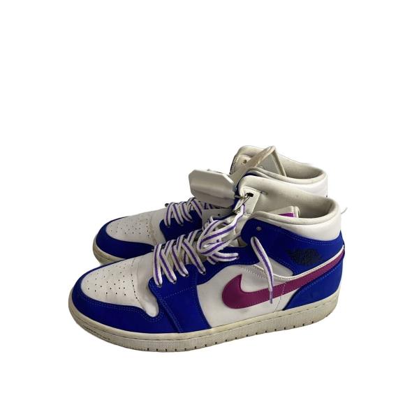 NIKE◆AIR JORDAN 1 MID/エアジョーダンミッド/ブルー/554724-451/28.5cm/BLU