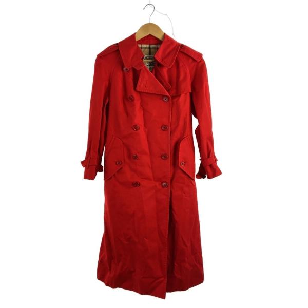 BURBERRYS◇裏ノバチェックトレンチコート/M/ポリエステル/RED/無地