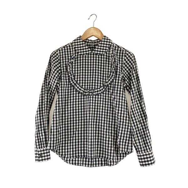 COMME des GARCONS GIRL◇丸襟/長袖ブラウス/XS/コットン/WHT/チェック