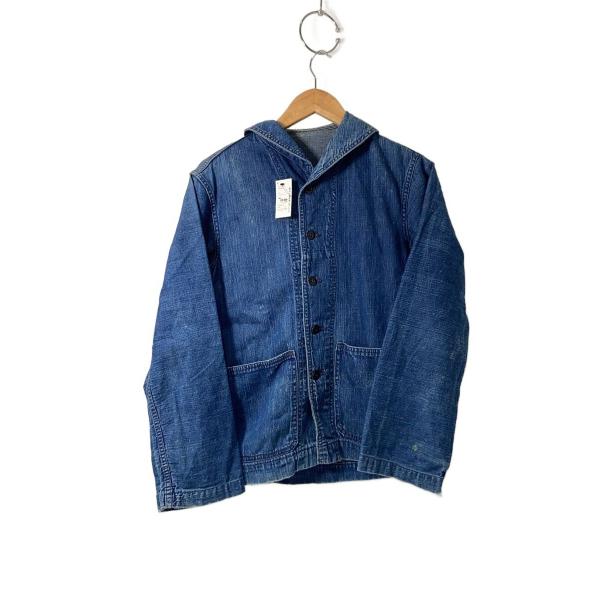 50's ビンテージ デニム ワーク ジャケット ドリズラー navy ヘチマ US.NAVY◇カバーオール/40S〜/前期モデル/デニムショールカラー