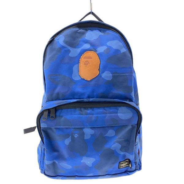 A BATHING APE◇リュック/A APE×PORTER/ポリエステル/BLU/総柄