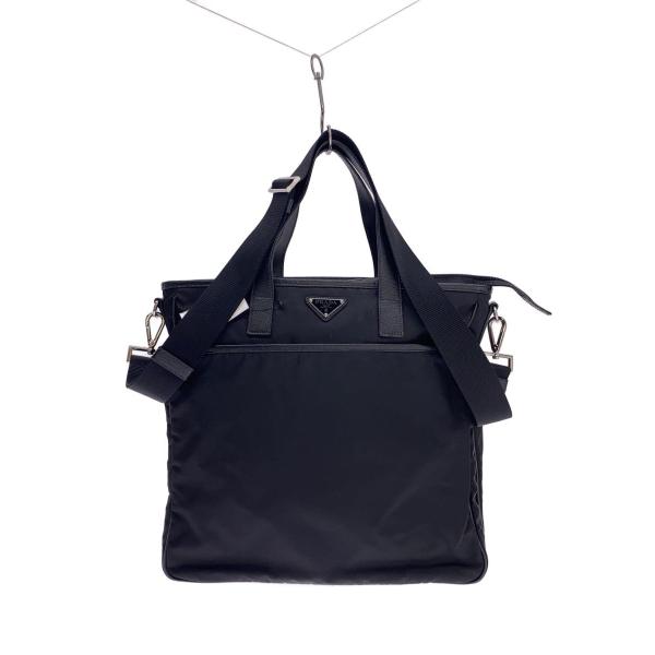 PRADA◇2WAY/ショルダー/三角ロゴ/メタルプレート/NERO/トートバッグ