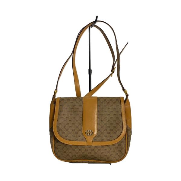 GUCCI◇オールドグッチ/GG柄/ショルダーバッグ/レザー/BRW/総柄/001