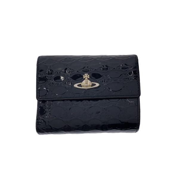 Vivienne Westwood◇3つ折り財布/エナメル/BLK/レディース : セカンド