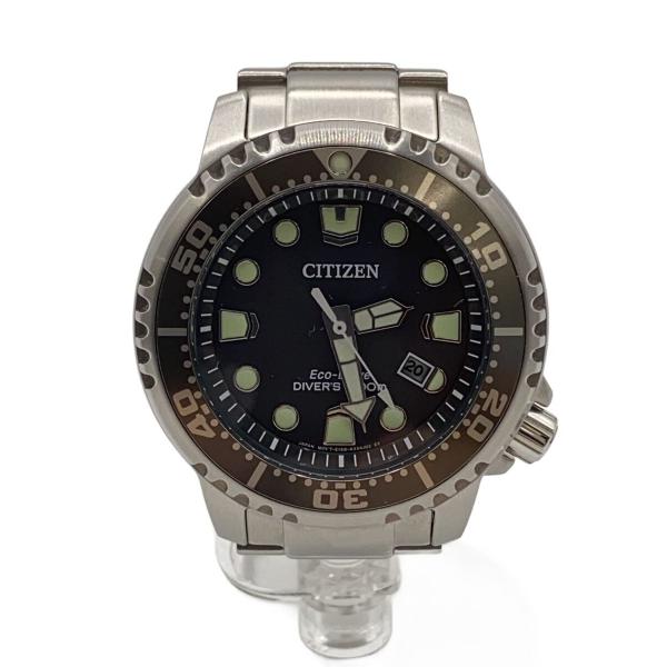 CITIZEN◇ソーラー腕時計/アナログ/ステンレス/GRY/SLV/SS/E168