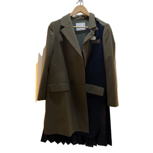 sacai◇コート/1/ポリエステル/カーキ/21-05391/バックプリーツ