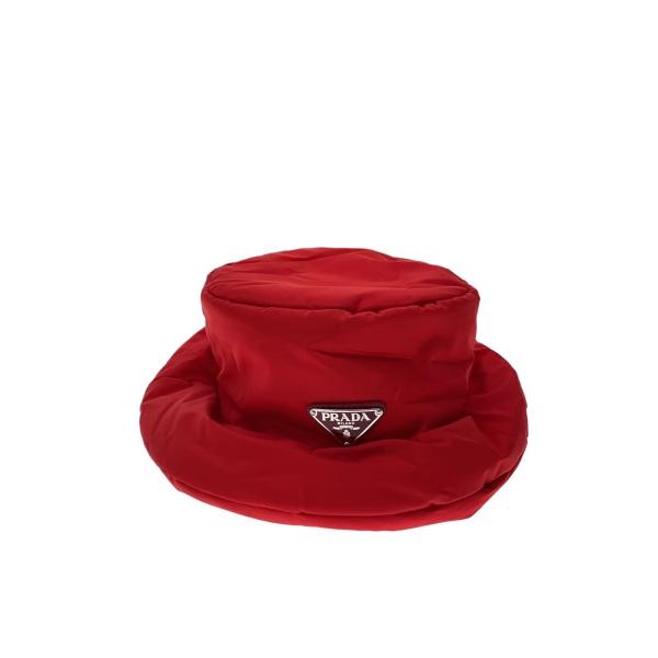 PRADA◇NYLON PADDED/バケットハット/M/RED/レディース/パデッド/中綿