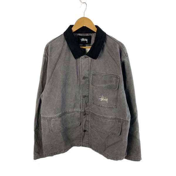 STUSSY◇20ss/WASHED CHORE JACKET/ジャケット/XL/コットン/グレー