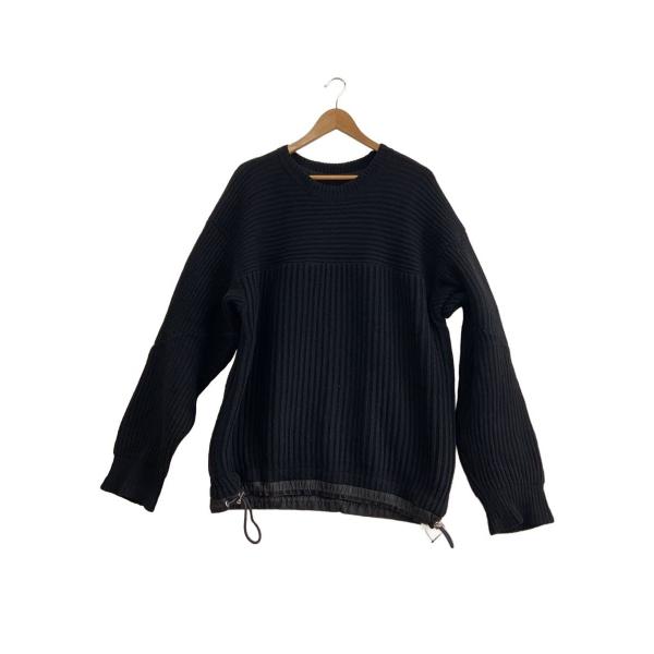 【SACAI】黒いリブ編み長袖セーター sacai◇ニット・セーター(厚手)/3/ウール/BLK/22-02936M : セカンド