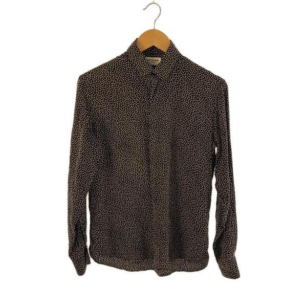 SAINT LAURENT◇長袖シャツ/--/シルク/ブラック/ドット SAINT LAURENT◇長袖シャツ/--/シルク/ブラック/ドット