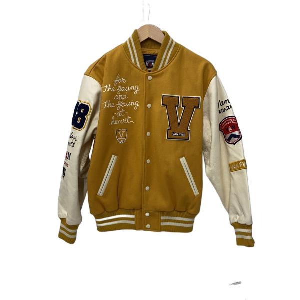 VAN◇スタジャン/M/レザー/イエロー/無地/044M08-00022 : セカンド